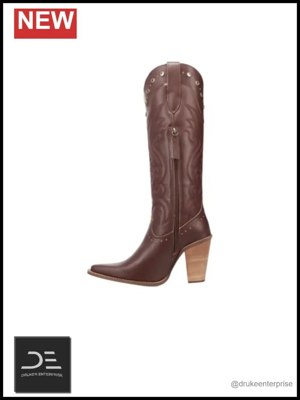 Dingo Rock N Rebel Over the Knee Leather Boots Snip Toe Block Heel Zip